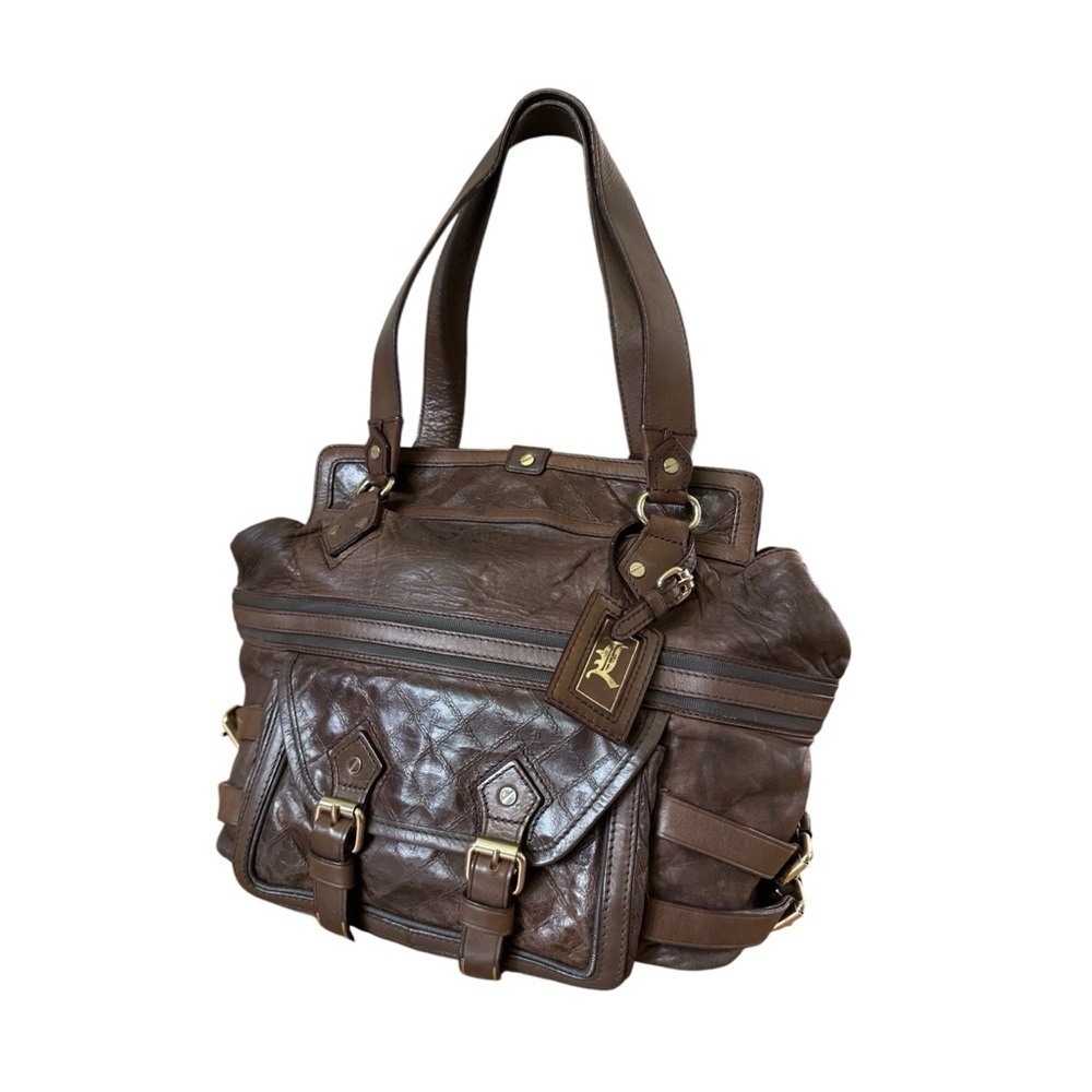 L.A.M.B. By Gwen Stefani Holloway Satchel Bag Style 2207 Brown w Gold Hardware